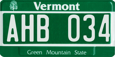 VT license plate AHB034