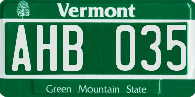 VT license plate AHB035