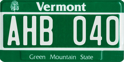 VT license plate AHB040