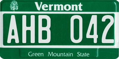 VT license plate AHB042