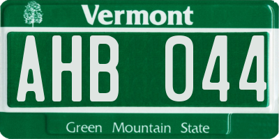 VT license plate AHB044