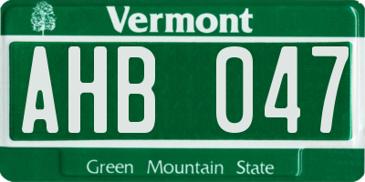 VT license plate AHB047