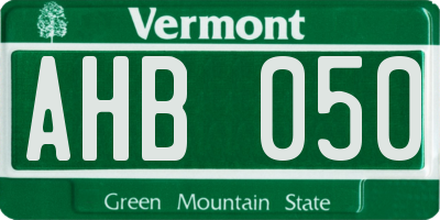 VT license plate AHB050