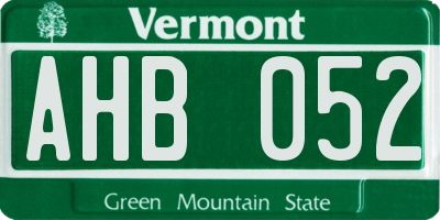 VT license plate AHB052