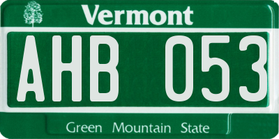 VT license plate AHB053