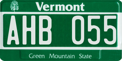 VT license plate AHB055