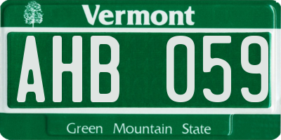 VT license plate AHB059