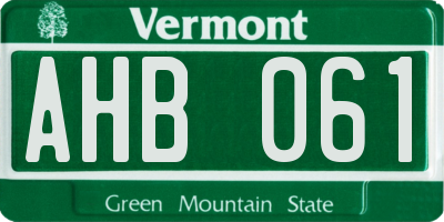 VT license plate AHB061