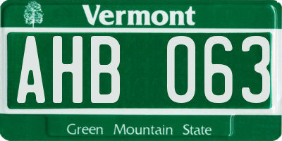 VT license plate AHB063