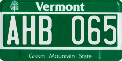 VT license plate AHB065