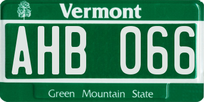 VT license plate AHB066