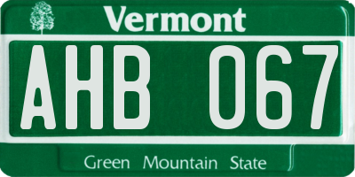 VT license plate AHB067