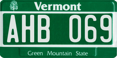 VT license plate AHB069
