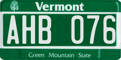 VT license plate AHB076
