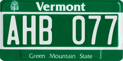 VT license plate AHB077