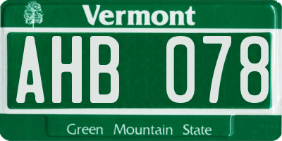 VT license plate AHB078