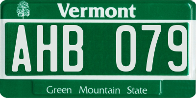 VT license plate AHB079