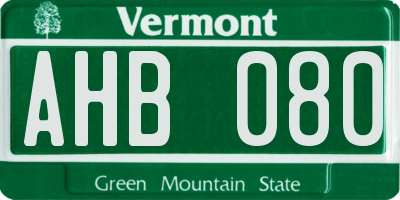 VT license plate AHB080