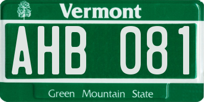 VT license plate AHB081