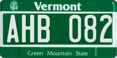 VT license plate AHB082
