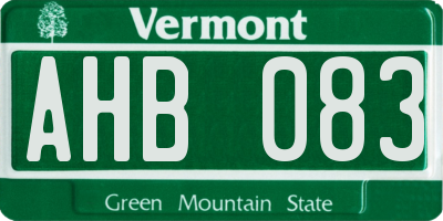 VT license plate AHB083