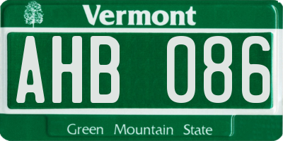 VT license plate AHB086