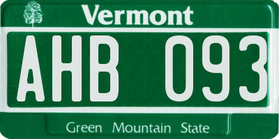 VT license plate AHB093