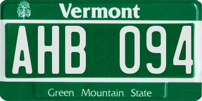 VT license plate AHB094