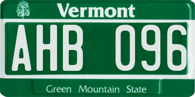VT license plate AHB096