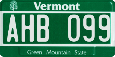 VT license plate AHB099