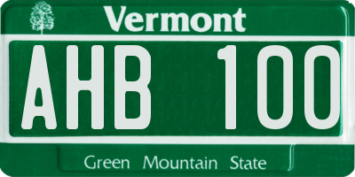 VT license plate AHB100