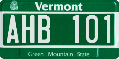 VT license plate AHB101