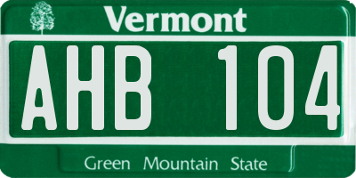 VT license plate AHB104