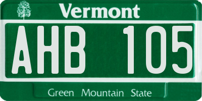 VT license plate AHB105