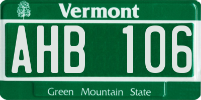 VT license plate AHB106