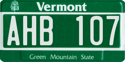 VT license plate AHB107