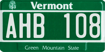 VT license plate AHB108