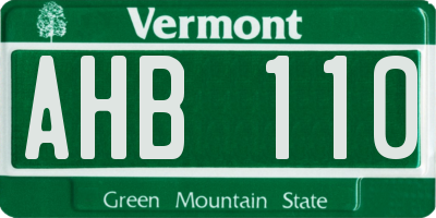 VT license plate AHB110