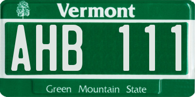 VT license plate AHB111