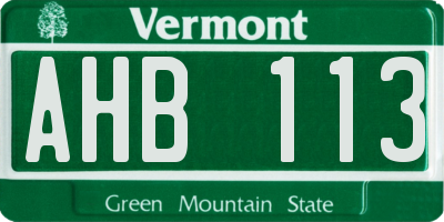 VT license plate AHB113