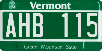 VT license plate AHB115