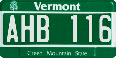 VT license plate AHB116