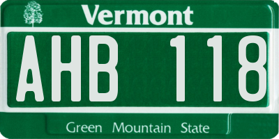 VT license plate AHB118