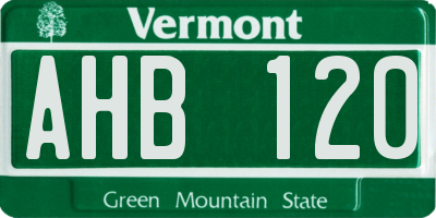 VT license plate AHB120