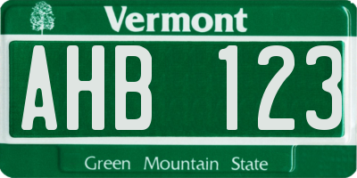 VT license plate AHB123