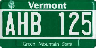 VT license plate AHB125