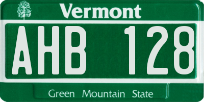 VT license plate AHB128