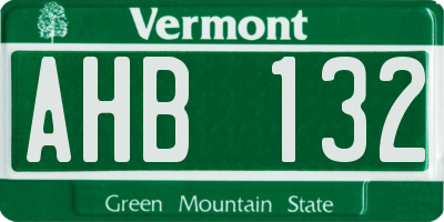 VT license plate AHB132