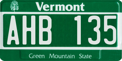 VT license plate AHB135