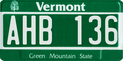 VT license plate AHB136